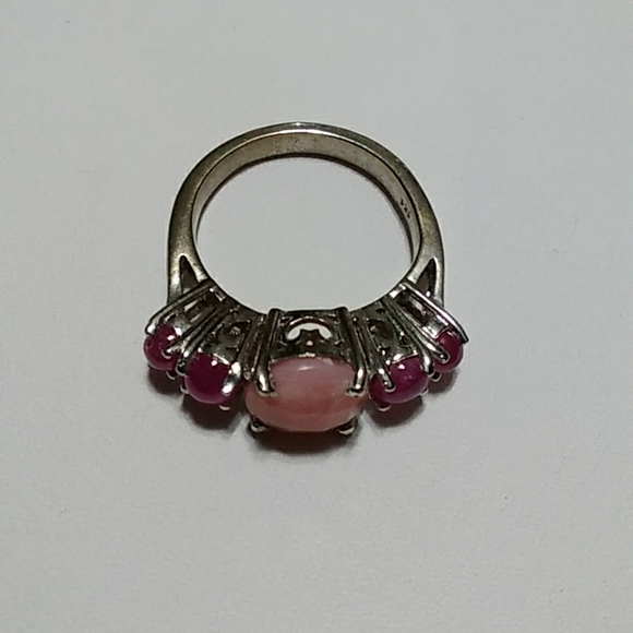 Pink Opal and Ruby Ring - Picture 4 of 5